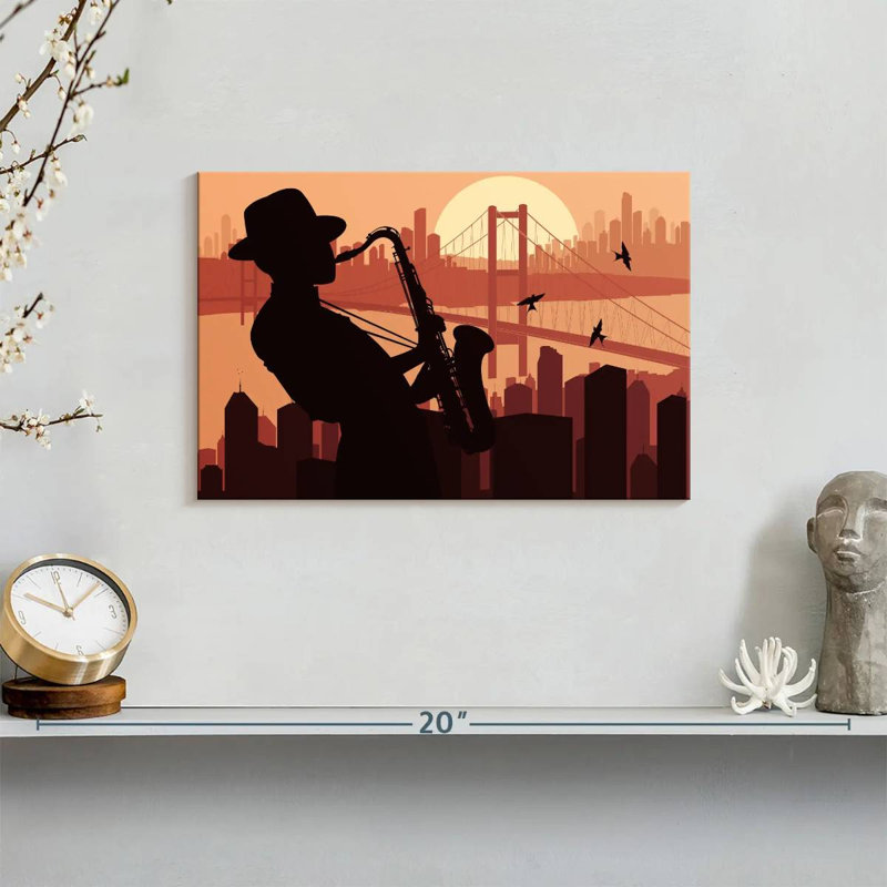 Abarca Sax Player Silhouette, 8" H x 12" W