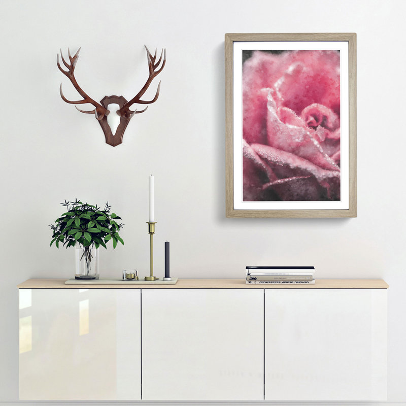 Petals of a Pink Rose - Picture Frame Painting Print, Oak Framed, 45cm H x 33cm W x 2cm D