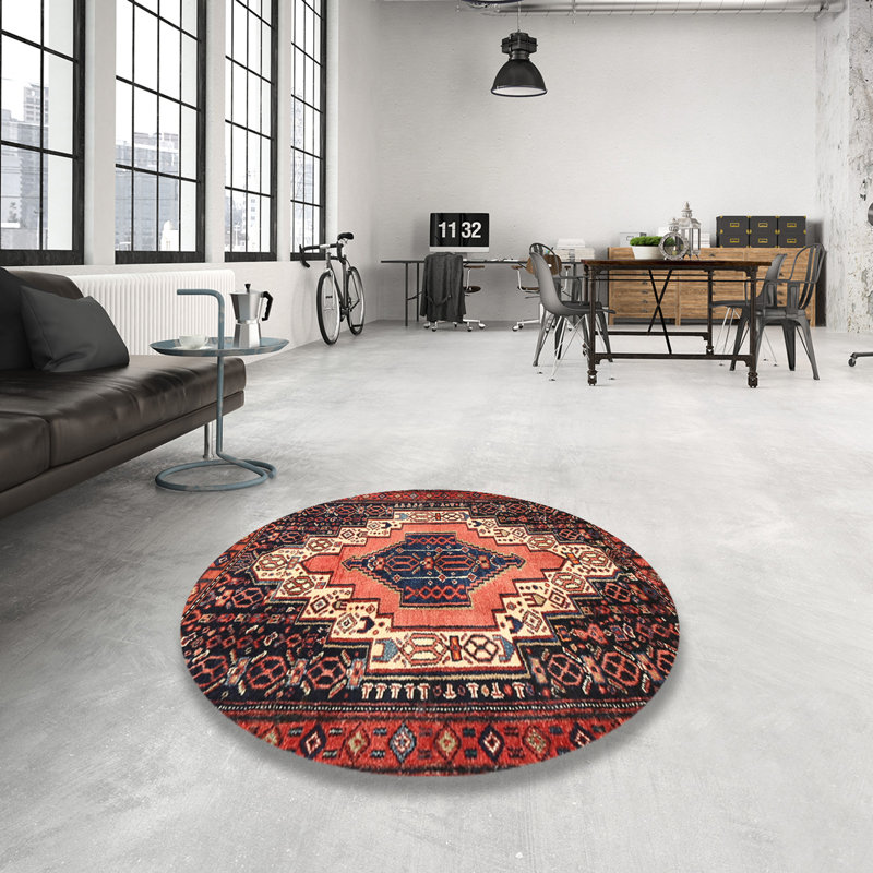 Tapis noir Southwestern, Rond 4 pi