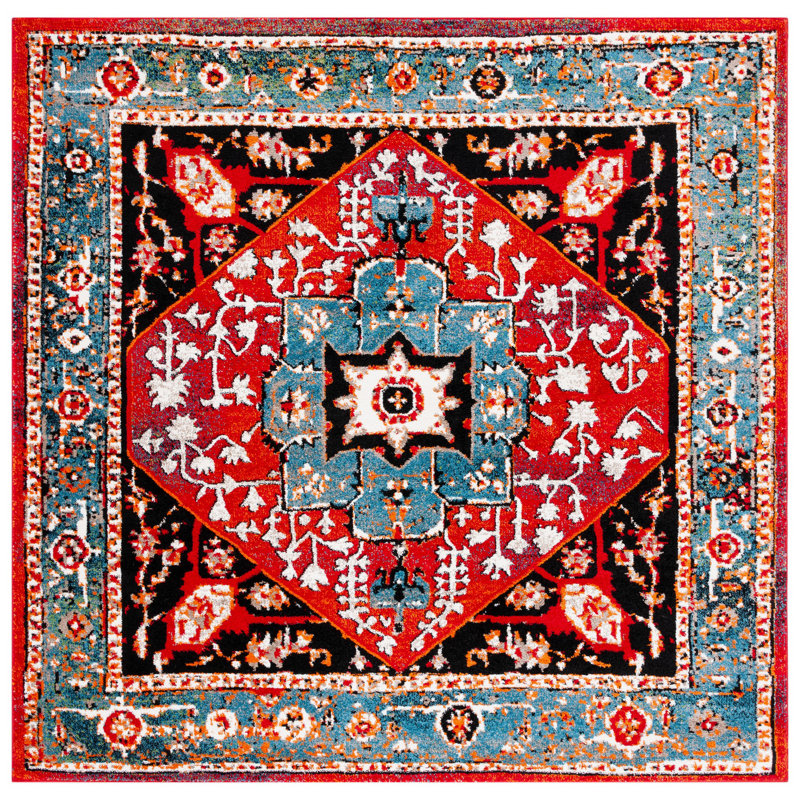 Vintage Hamadan Performance Oriental Rug, Square 6'7"