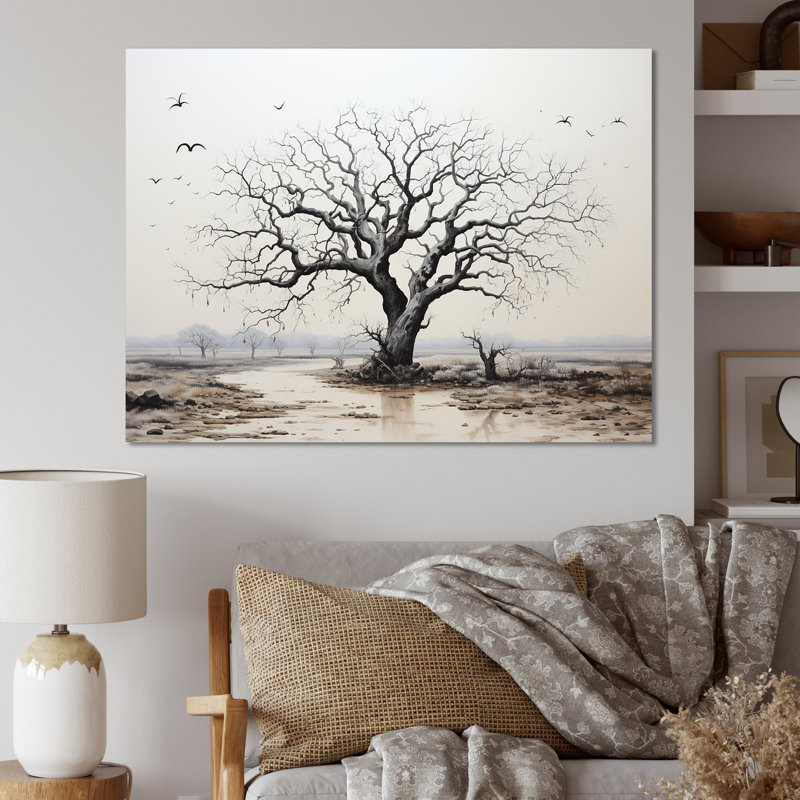 Baobab gris minimalisme III, Toile tendue, H 12 po x l 20 po x P 1 po