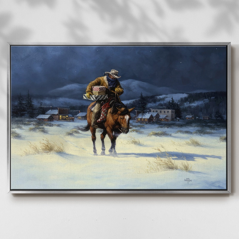 Ramener Noël à la maison, Papier avec cadre argenté, H 27 po x l 41 po x P 1,5 po