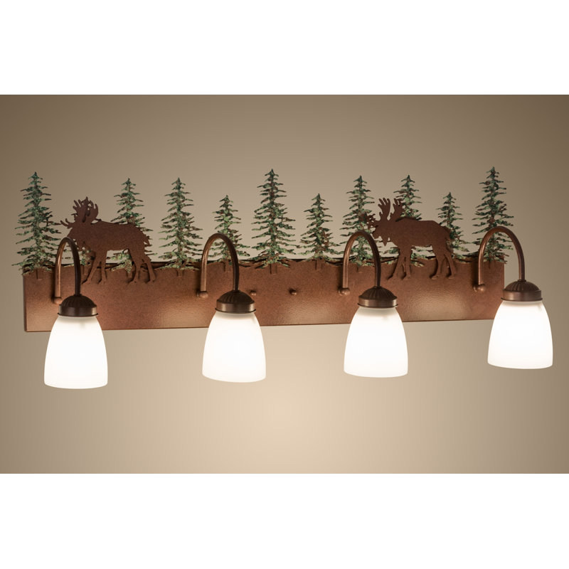 Éclairage pour meuble-lavabo 4 lumières orignal, Rouille / vert