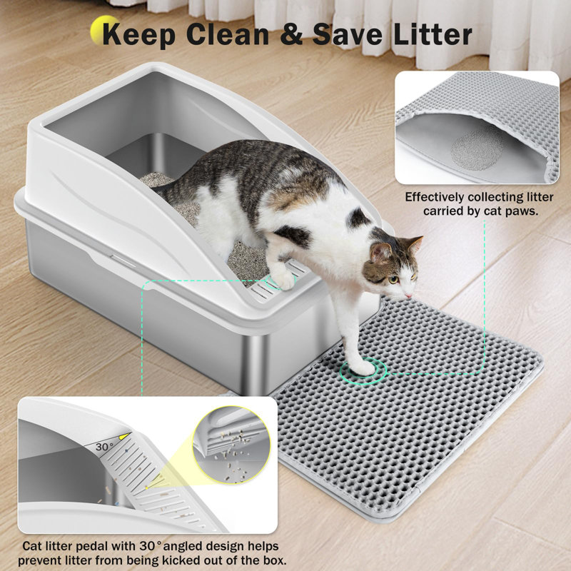 Stainless Steel Litter Box, ‎Silvery Grey