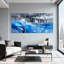 Scénario et paysages urbains, vagues océaniques, falaise, ciel, mouette, réflexion, bleu, ensemble de 3 impressions sur toile-540346255