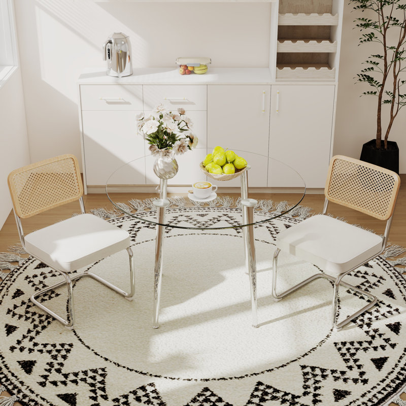 Ensemble de salle à manger 5 pièces, H 29,5 po x L 36 po x l 36 po, Beige, 3 pièces : Table, 2 chaises