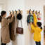 Portemanteau mural 3 pièces en bambou, rail réglable avec crochets coulissants, cintre de rangement à deux niveaux pour vestes, serviettes, organisateur de vestibule peu encombrant pour vestibule de salon, installation facile, 4 crochets