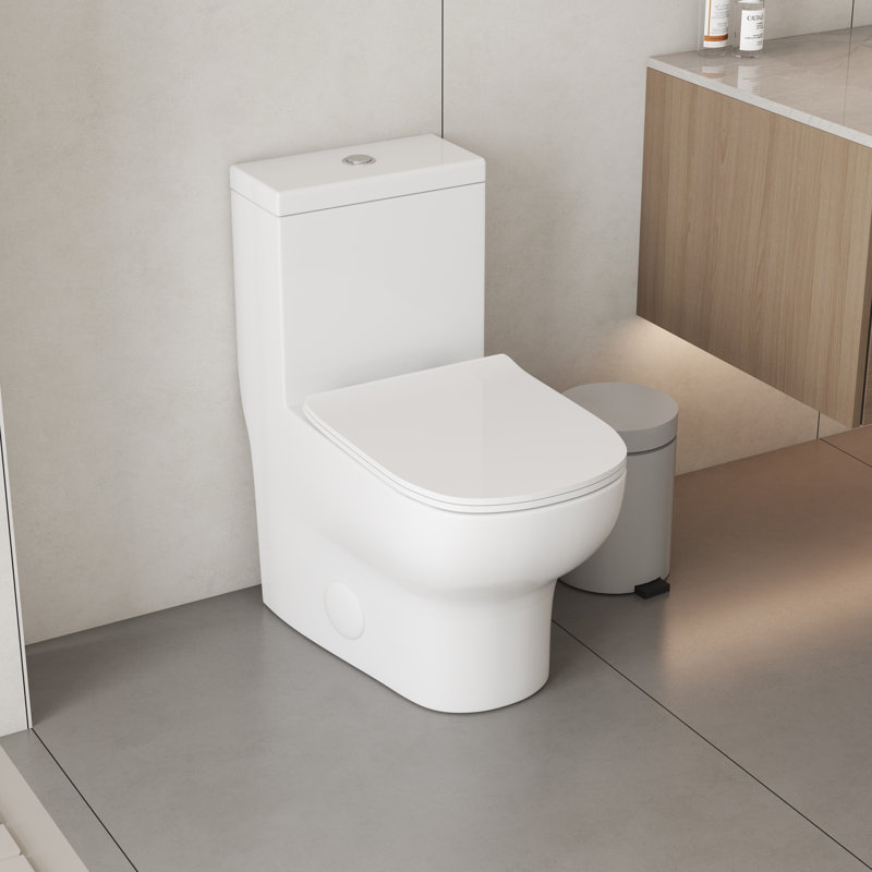 Toilette à jet Siphon, double allongée 1,1 / 1,28 GPF avec siège à fermeture lente, hauteur de confort de 16,5 po, Blanc