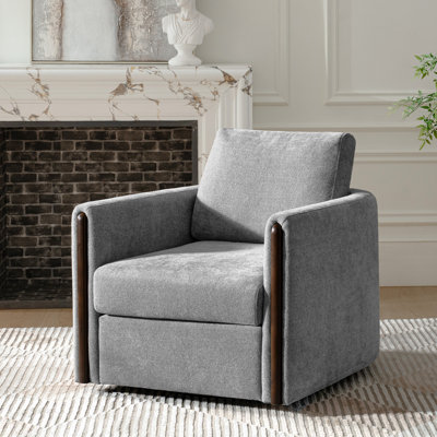 Nicha 31.25W" Modern Feather Blend Swivel Barrel Chair with Deep Seat by Latitude Run