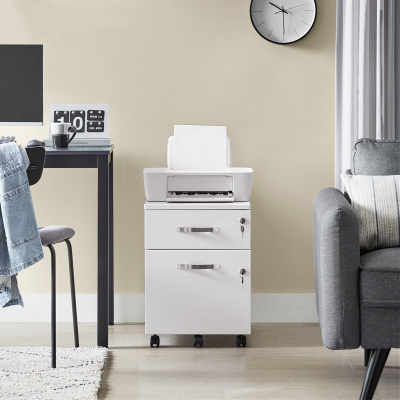 40cm Wide 2 -Drawer Mobile File Cabinet, White