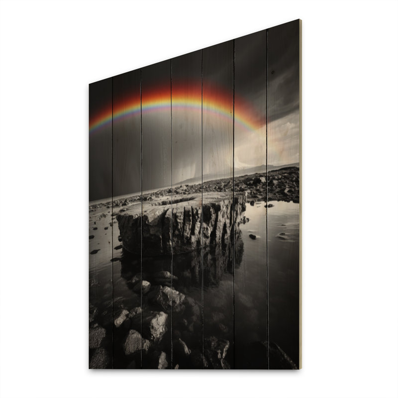 «Rainbow Colorful Monotone Landscape I» sur bois, H 40 po x l 30 po x P 0,78 po