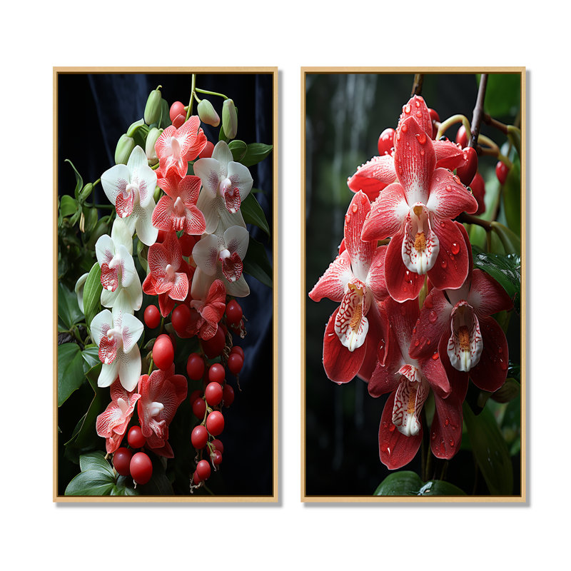 Tranquil rose et blanc I - Orchidées sur toile, ensemble de 2 reproductions d'art sur toile, H 32 po x l 33 po