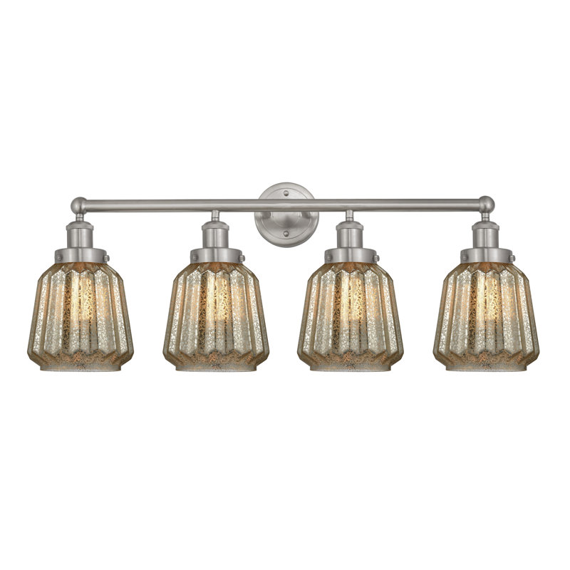 Éclairage de salle de bain à intensité variable à 4 lumières Aretzy, Transparent, Nickel satiné brossé