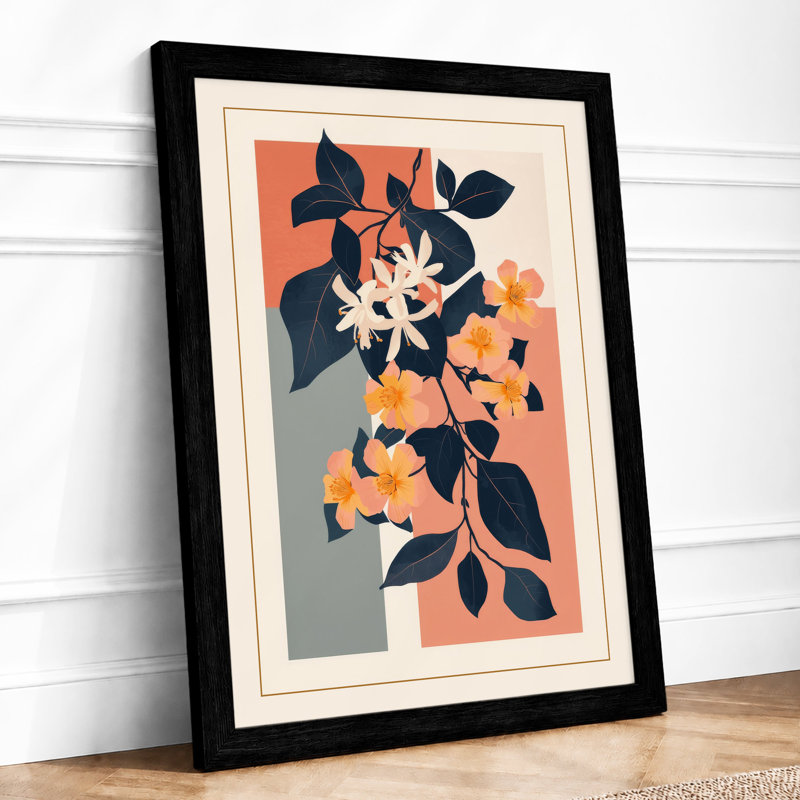 Geometric Bloom Botanical - Framed Print, A1 - 84.1 x 59.4 cm, Black