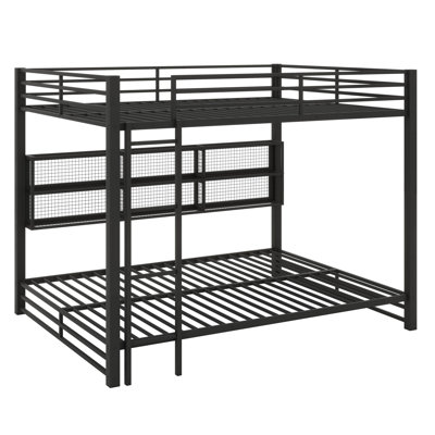 Metal Queen-Over-Queen Bunk Bed, Fully Fitted With Storage Racks And Lighting