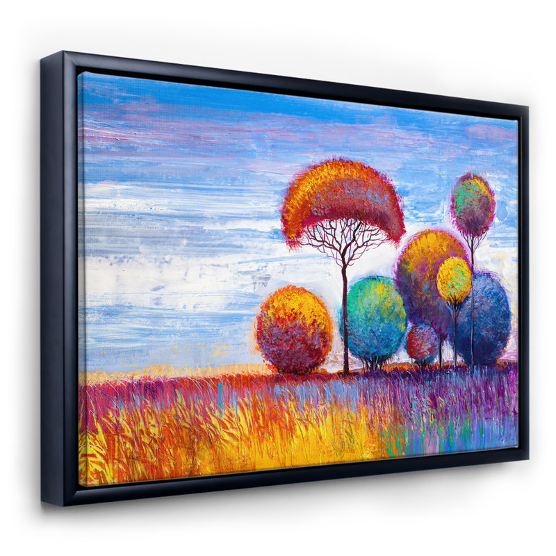 «Autumn Colored Forest Treescape XXX», reproduction d'art sur toile, H 30 po x l 40 po x P 1,5 po, Toile avec cadre noir