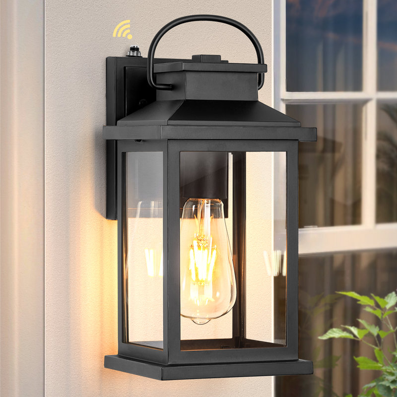 Black Dusk to Dawn Outdoor Wall Sconce Lanterns for House, Matte Black