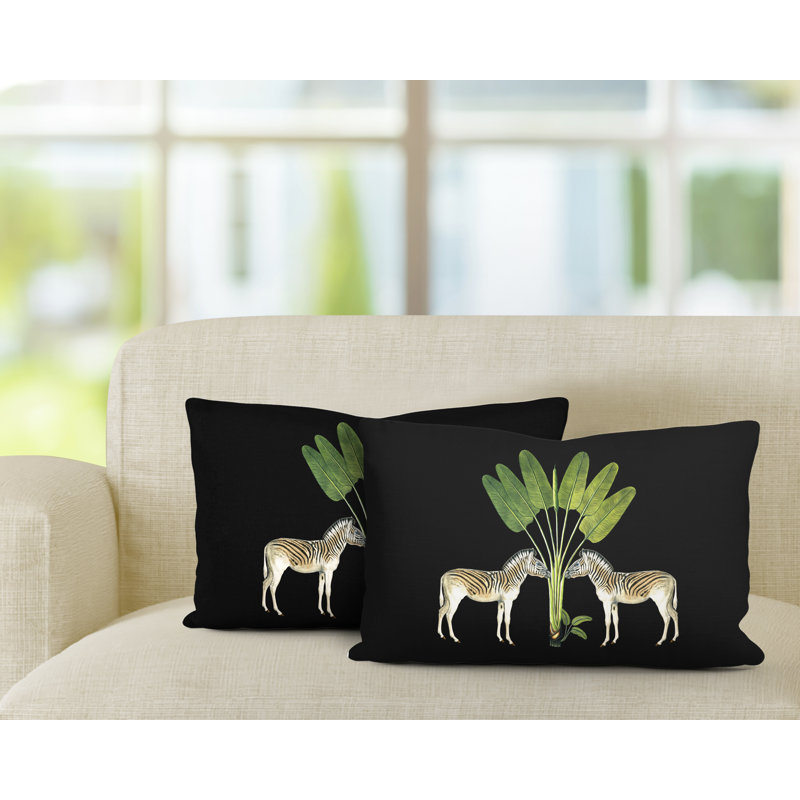 Housse et insert de coussin carré intérieur / extérieur , Noir, L 20 po x H 14 po