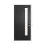 Porte d'entrée en fibre de verre avec cadre en PVC, porte extérieure vers l'intérieur avec moulure de brique à droite-131208597