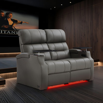 Canapé électrique inclinable électrique Fauteuil inclinable électrique Causeuse en cuir fleur Grain de jeu avec plateau de charge USB Porte-gobelets