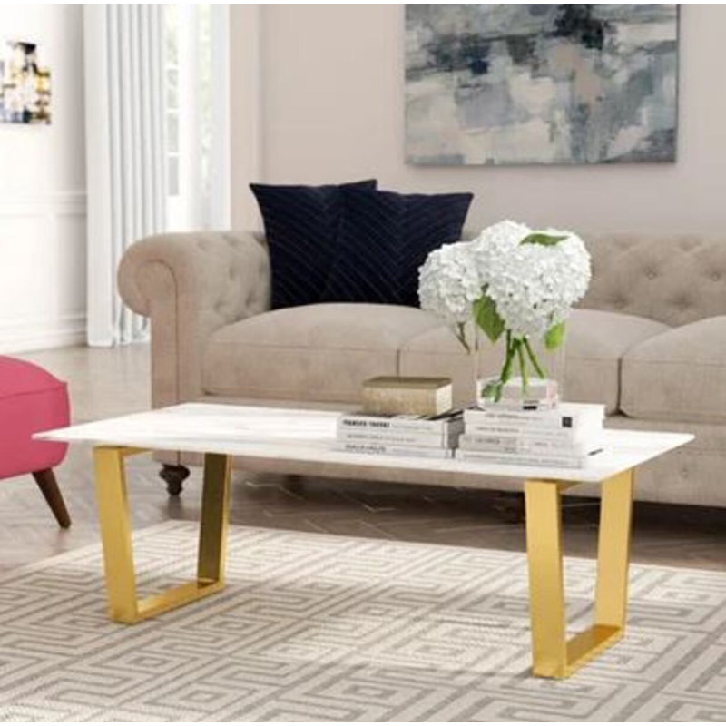 America Faux Marble Coffee Table, Gold