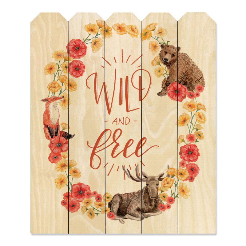 «Wild and Free Wreath» par Rachel Nieman, impression d'art textuel sur bois sans cadre