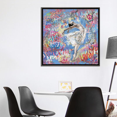 Graffiti Ballerina I - reproduction d'art murale encadrée