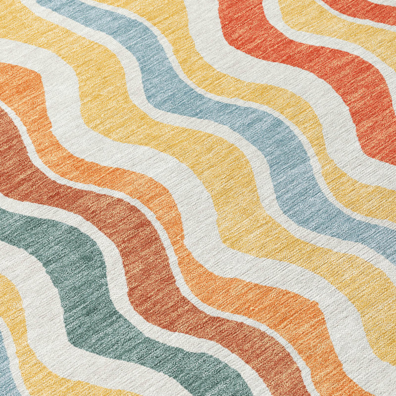 Machine Washable Indoor/Outdoor Bourkelands ACN2342 Stripes Rug, Rectangle 2'6" x 3'10"