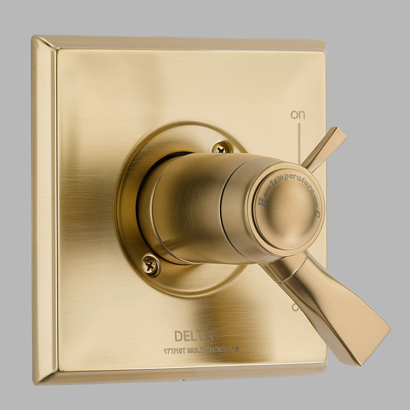 Robinet thermostatique pour baignoire et douche Dryden, Bronze-Champagne lustré