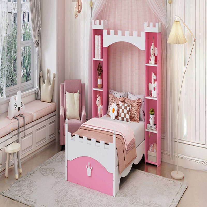 Structure de lit Castleen, Rose/Blanc