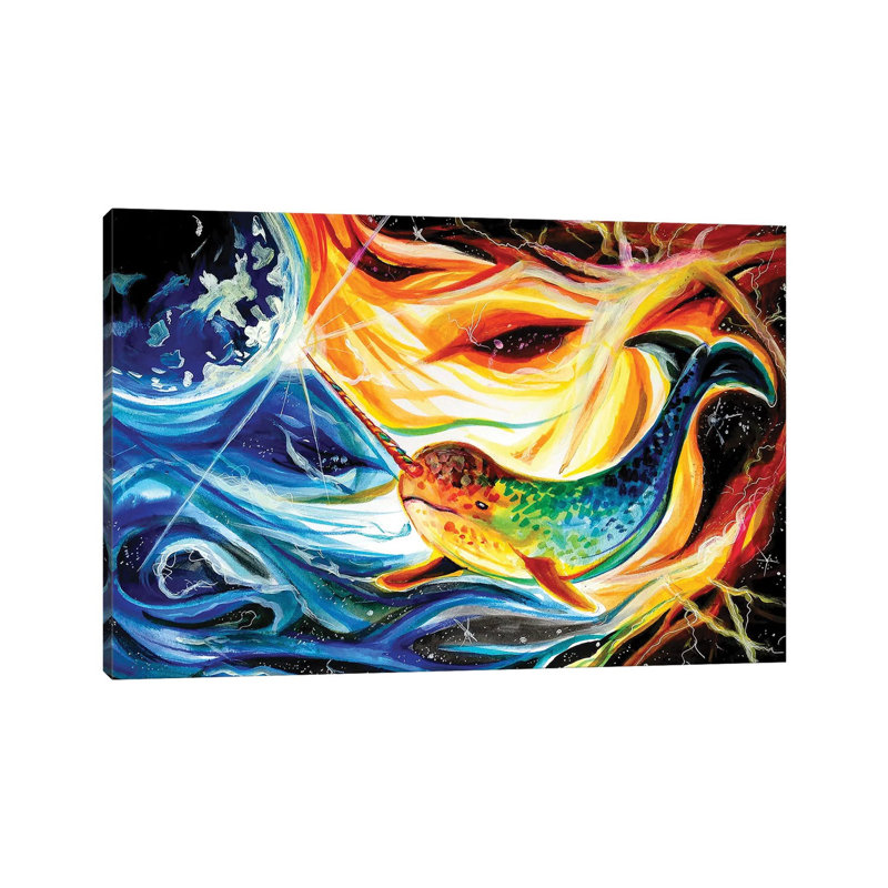 Space Narwhal by - Wrapped Canvas, 30.48 cm H x 45.72 cm W