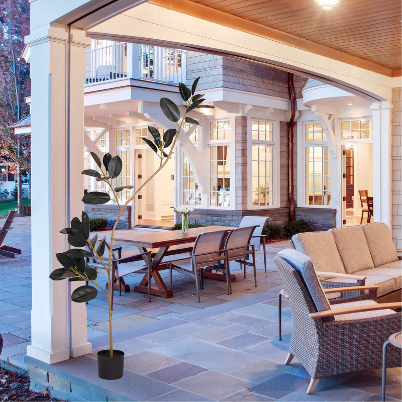 Hévéa artificiel, plante de plancher d'intérieur de 6,9 pi de hauteur avec de vraies feuilles de toucher, tropical décoratif pour la maison ou le bureau, 1pc / ensemble