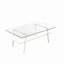 Table basse rectangulaire, plateau en verre trempé avec pieds en métal blanc, table moderne pour le salon, verre transparent-269296098