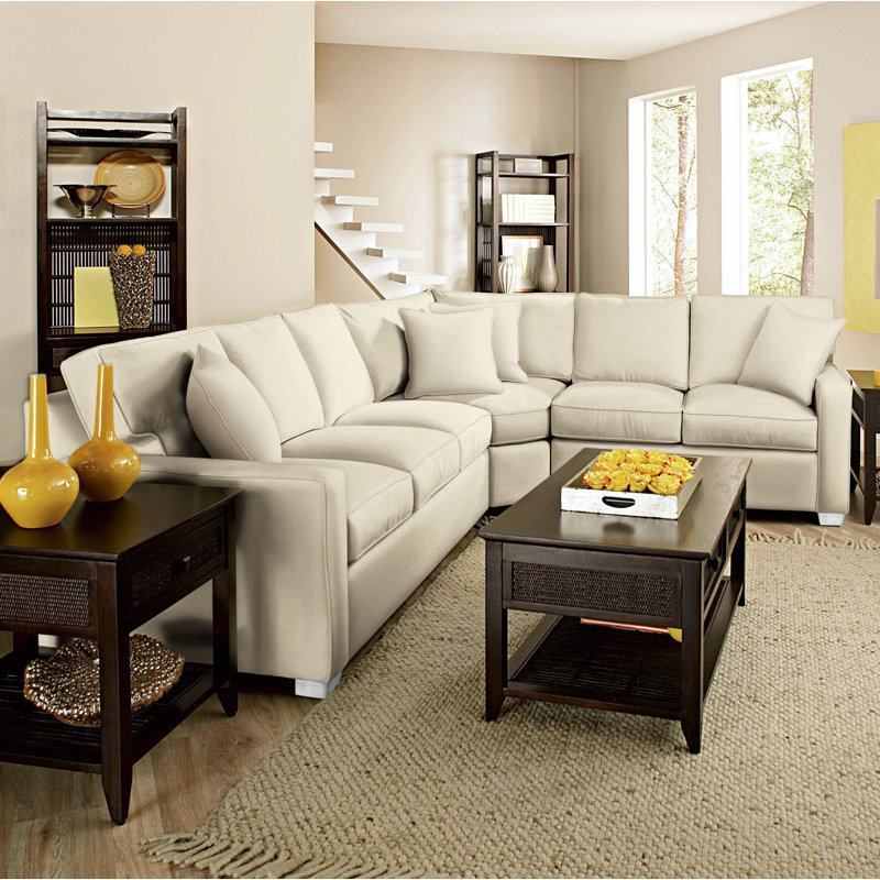 Gramercy Park Upholstered L-Shaped Sectional Symmetrical, Frost White, Ivory Crypton Performance