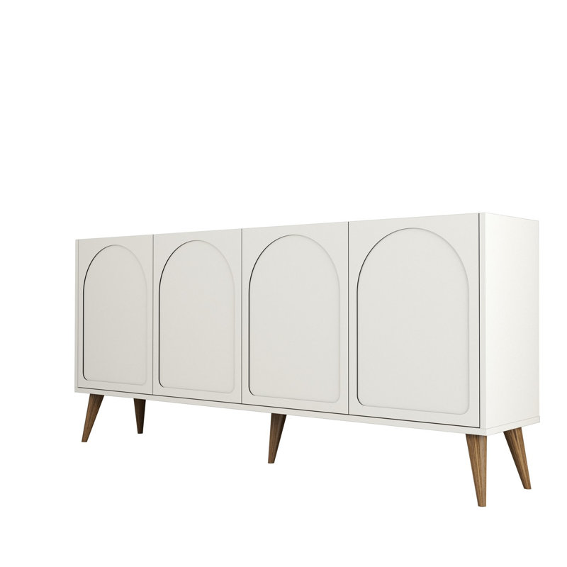 Modern Console Table, Cream & Walnut, 70.9 x 31.9 x 13.8 inches | 100% Melamine Coated Particle Board, Thickness: 0.7 inches | Stylish Design for Living Room & Entryway, Durable & Functional Storage Solution