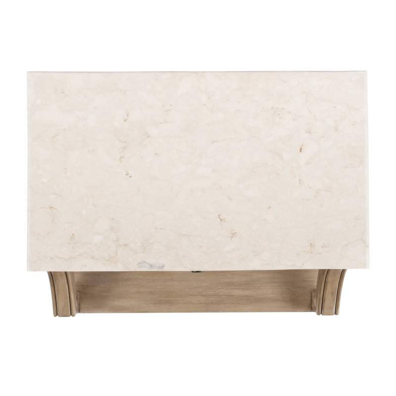 Table de chevet à 1 tiroir en marbre l 24 po Aberdale, beige, Beige santal