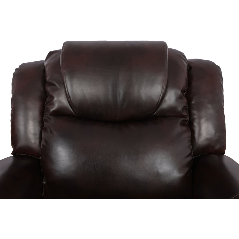 Talyssa 86" Upholstered Reclinging Sofa, Brown Faux Leather 