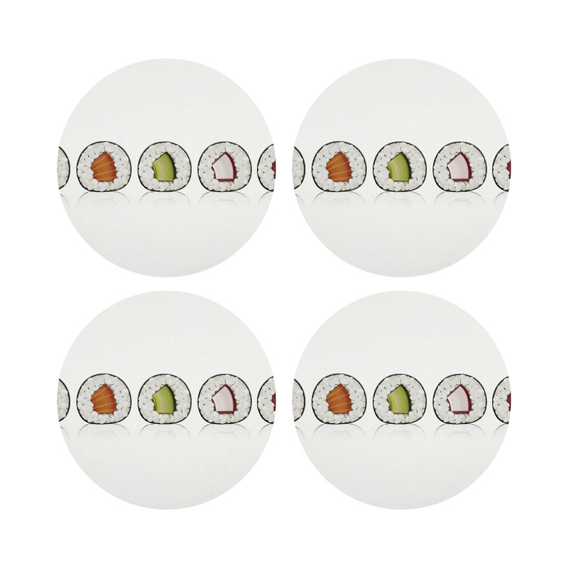 Sushi Roll Vegan Leather Round Coasters