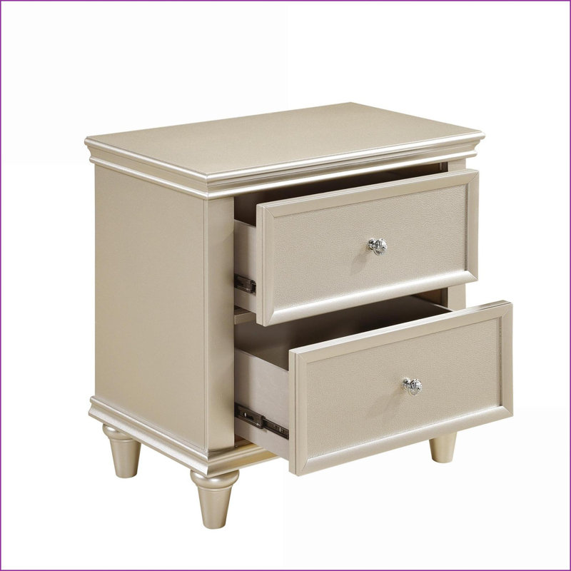 Table de chevet 2 tiroirs argent