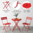 3-Piece Bistro Set with Steel Frame, Folding Table & 2 Chairs, Space-Saving Patio Furniture for Outdoor Patio, Balcony or Garden-1026513732