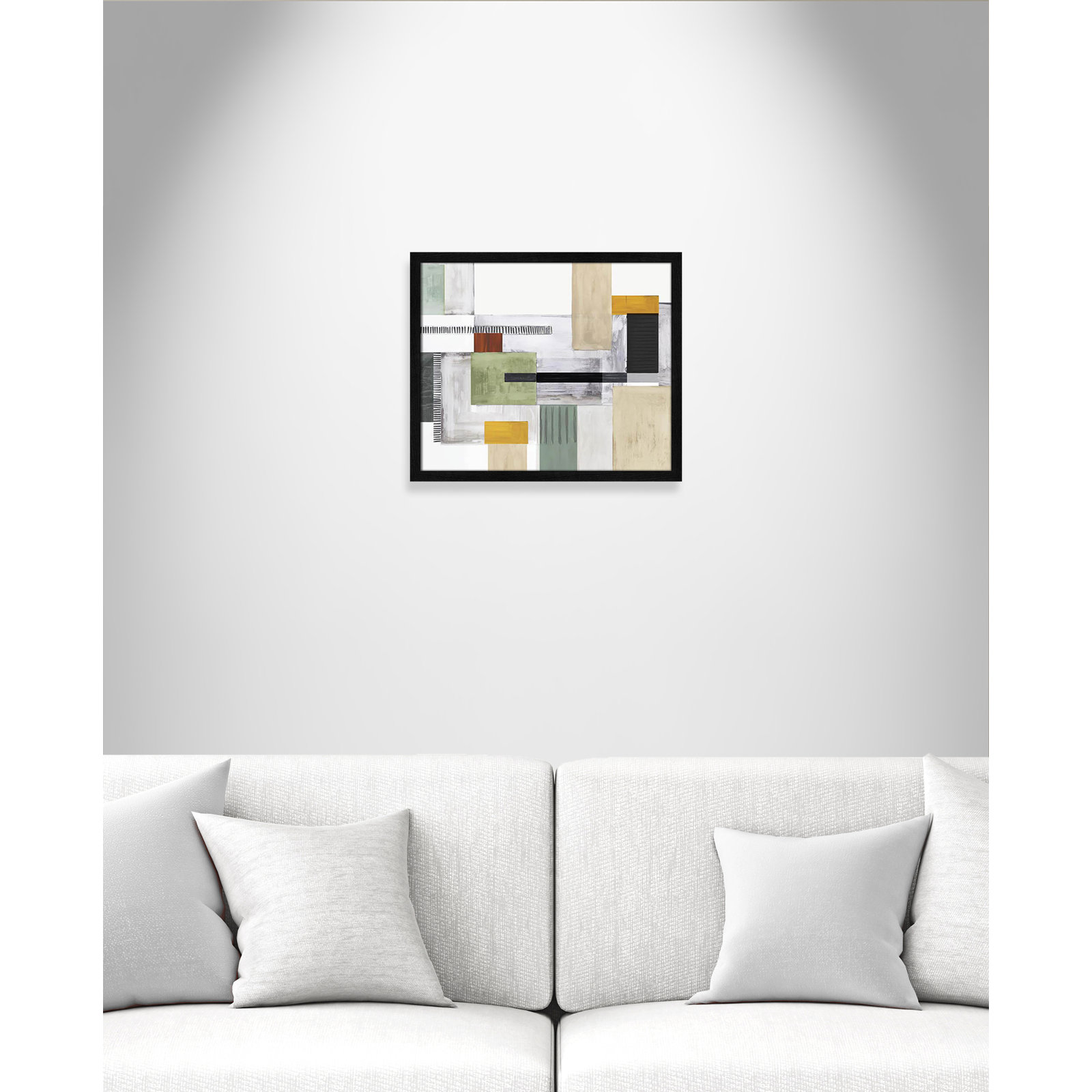 Playful Blocks Print by Tom Reeves, No Mat, 16" H x 19" W x 0.75" D, Black Slim Picture Framed