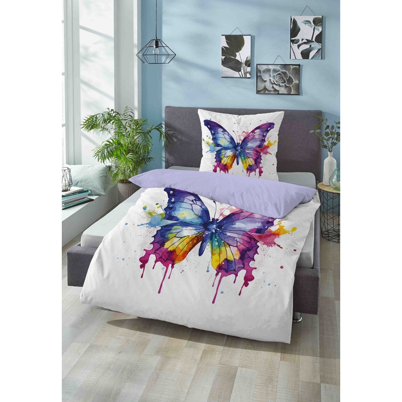 100% Cotton 57 TC Reversible 2 Piece Duvet Cover Set, 155 x 200 cm + 80 x 80 cm