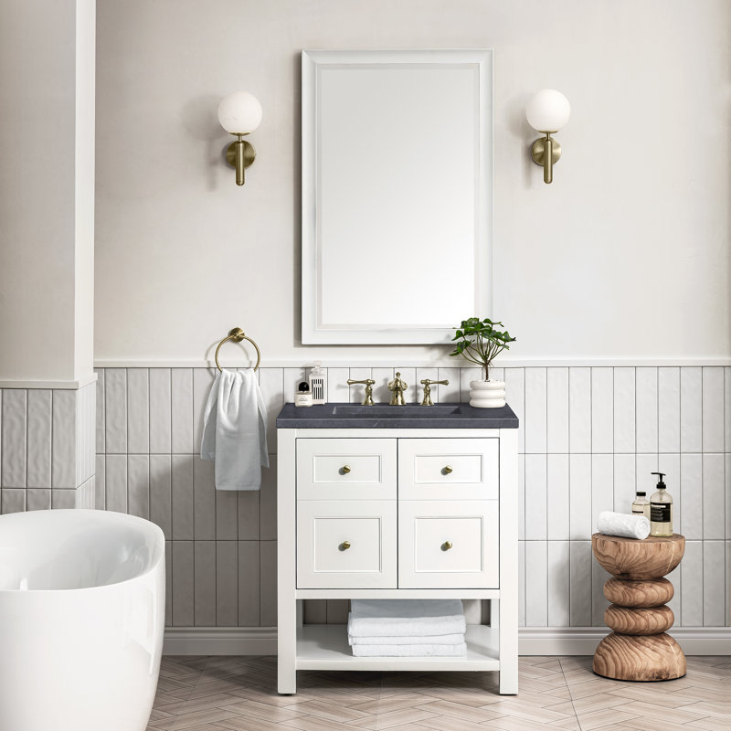 Breckenridge 30'' W Single Vanity, Charcoal Soapstone, Bright White, 8" Widespread