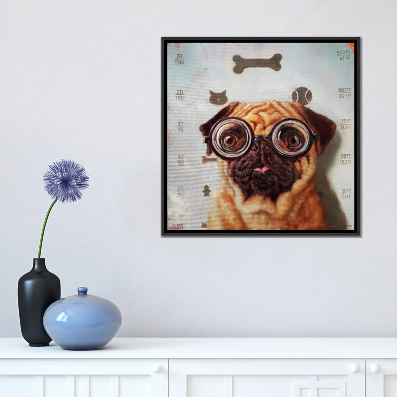 « exam eye exam », impression sur toile, H 18 po x l 18 po x P 1,5 po, Toile avec cadre noir, Pas de tapis