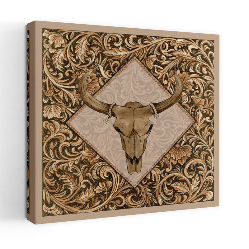 Leather Skull Contemporary Pattern Art, 18" H x 18" W