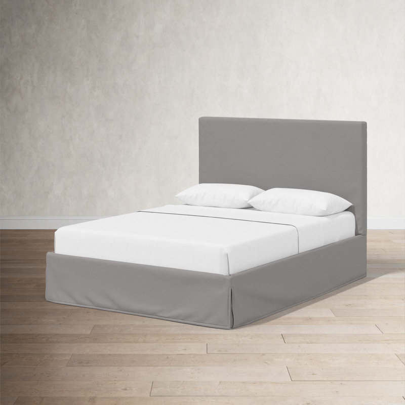 Verona Upholstered Slipcover Bed, Classic Otter Performance Velvet, Queen