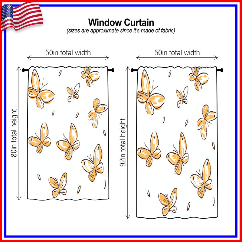 Rideaux papillon, voilages et rideaux occultant - 1 panneau, 50 po x 92 po - 1 panneau, Transparent