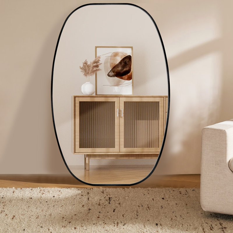 Miroir de salle de bain ovale, H 48 po x l 30 po, Noir
