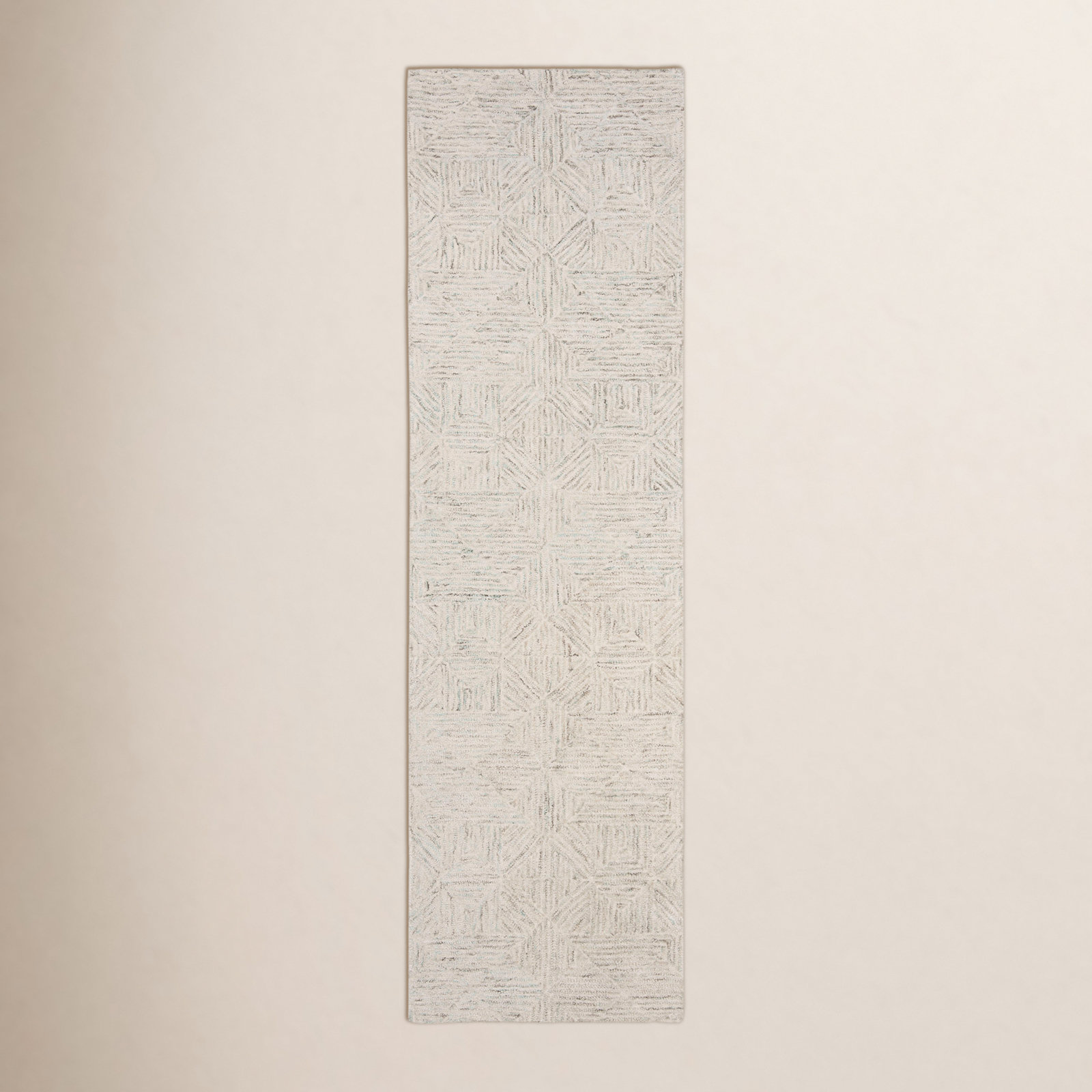 Linsly Ivory Light Blue Hand-Tufted Wool Rug, Runner 2'3" x 10'