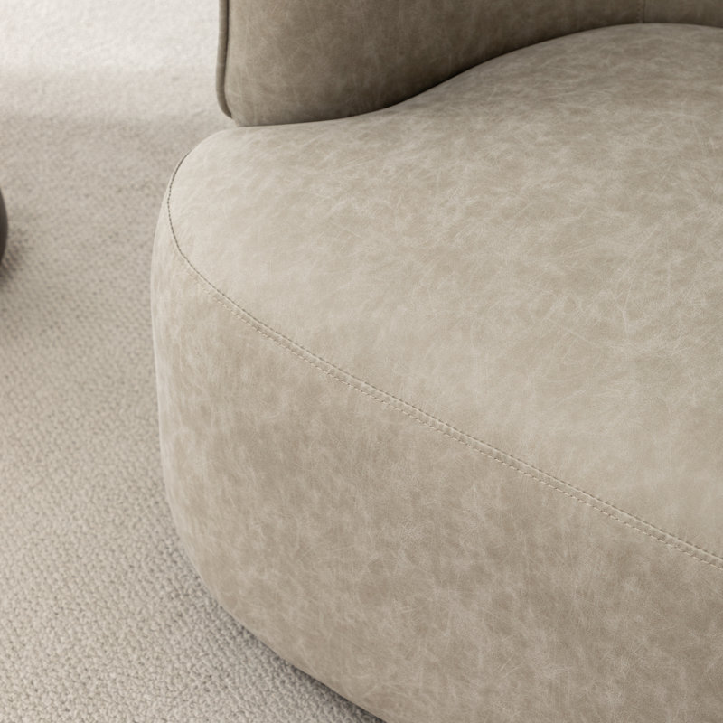 Fauteuil demi-tonneau pivotant Jalena, Polyester gris clair